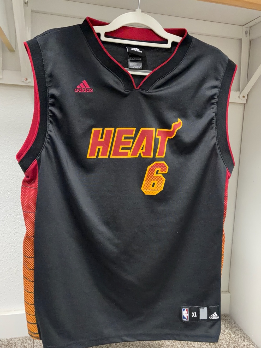 ADIDAS MIAMI HEAT BLACK ORANGE JERSEY LEBRON JAMES #6 2011-2012 (RARE)